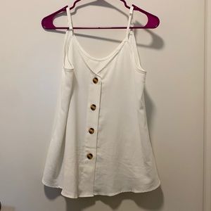 White cami with large button detail